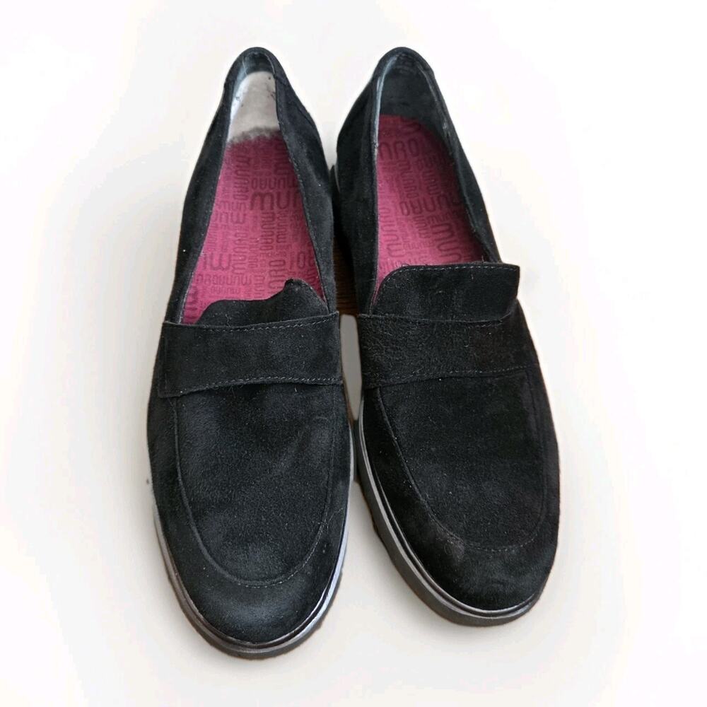 Munro Geena Classic‎ Slip On Loafers Womens 8.5M Black Suede Preppy Academia